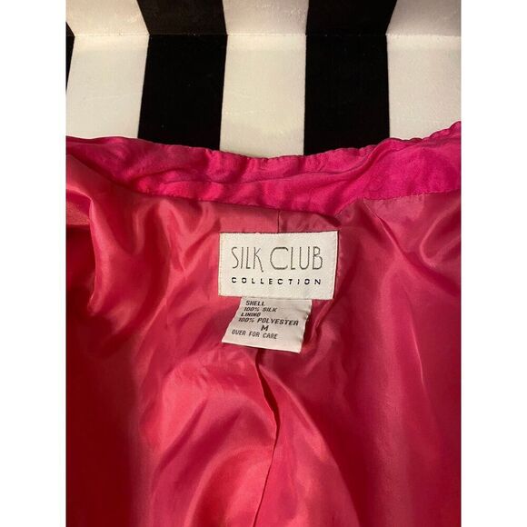 SILK CLUB Collection Pink Solid Zip Up Jacket Sz Medium - Picture 8 of 9